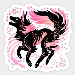 Cherry Blossom Wolf Sticker